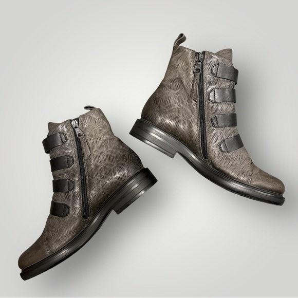 MIZ MOOZ - Leather Buckle Straps Ankle Boots Crescent - Gray - EU 37 US 6.5 - 7 - Picture 8 of 12
